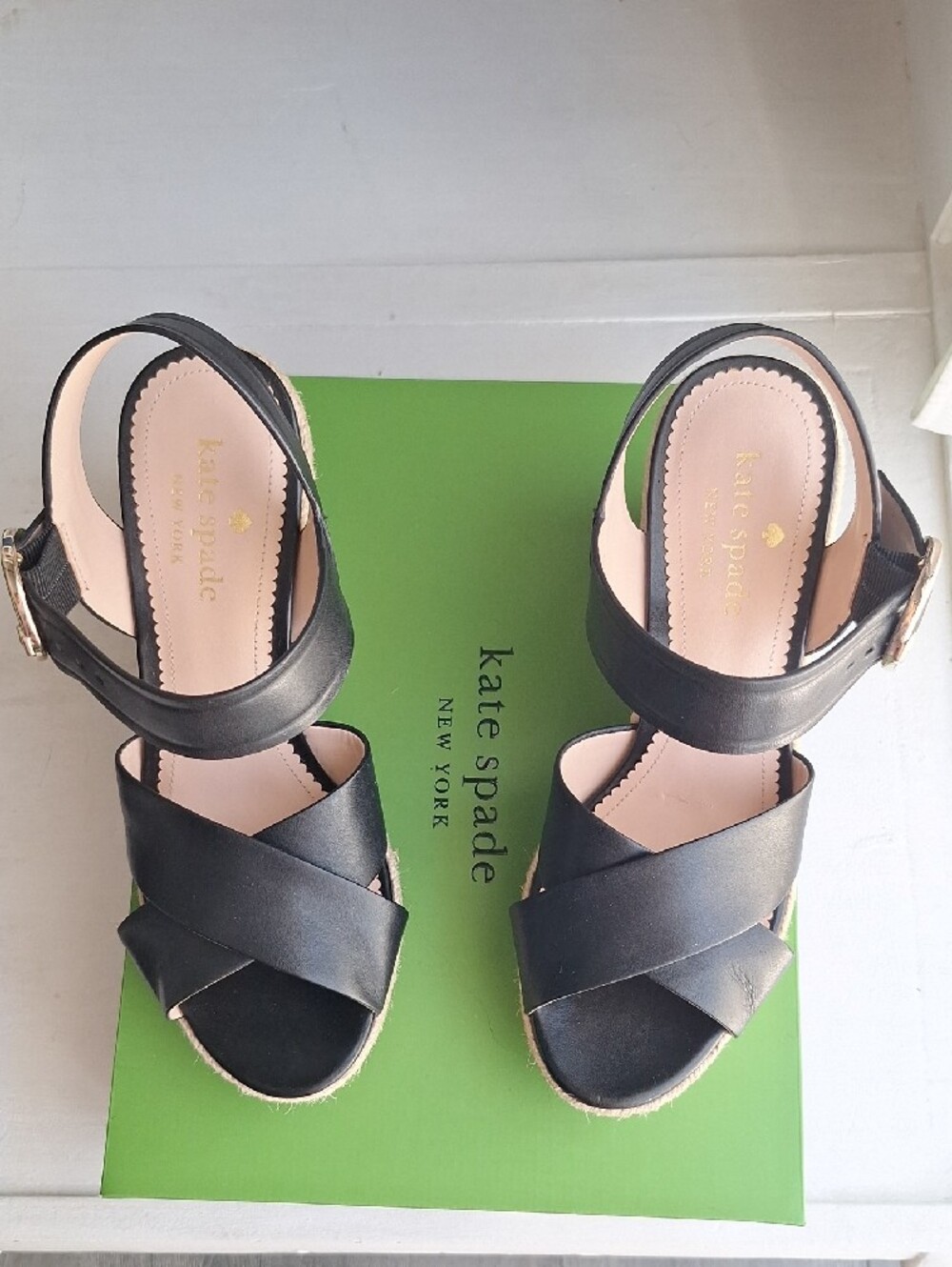 kate spade Black Espadrille Platform Wedge Sandals - Picture 4 of 6